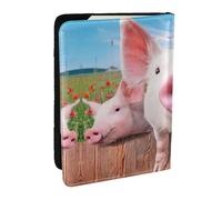 EdWal Reisepasshülle mit niedlichem Schweine-Motiv, mit Kreditkartenfach, Leder, für Damen, Herren, Familienausweis, Reisen, Schwarz , Einheitsgröße