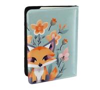 EdWal Reisepasshülle mit niedlichem Tier-Fuchs-Blumendruck, mit Kreditkartenfach, Leder, Reisepasshülle, für Damen, Herren, Familienausweis, Reisen, Schwarz , Einheitsgröße