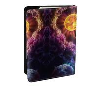 EdWal Reisepasshülle mit schönem Galaxie-Druck, mit Kreditkartenfach, Leder, Reisepasshülle, für Damen, Herren, Familienausweis, Reisen, Schwarz , Einheitsgröße