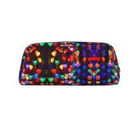 EdWal Romantisches Federmäppchen mit rotem Herzmuster, großes Federmäppchen, Schreibwaren, Stiftetasche, Büro, Uni, Schule, Make-up-Tasche, silber, Einheitsgröße, Kulturbeutel