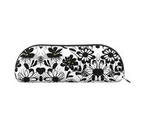 EdWal Schwarze und weiße Make-up-Tasche mit Blumendruck, Federmäppchen, Federmäppchen, stilvolles Federmäppchen für Damen, Reise-Kosmetiktasche, silber, Einheitsgröße, Kulturbeutel