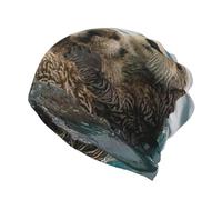 EdWal Slouchy Beanie-Mütze mit Otter-Druck, Multifunktions-Beanie-Mütze, leichte Beanie, Schlafmützen für Damen und Herren, Schwarz , Einheitsgröße