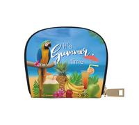 EdWal Sommer Papagei Ananas Vogel Druck Kartenhalter Uni Kreditkartenetui für Damen und Herren Leder Kartenhalter Slim Visitenkarte, weiß, Einheitsgröße