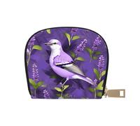 EdWal Vogel in Lila Lavendel Floral Blumen Druck Kartenhalter Uni Kreditkartenetui für Damen und Herren Leder Kartenhalter Slim Visitenkarte, weiß, Einheitsgröße
