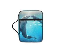 EdWal Winter The Delphin Print Bibel Case Cosmetic Bag with Sturdy Handle Wash Bag Tablet Sleeve Small Tool Bag for Books