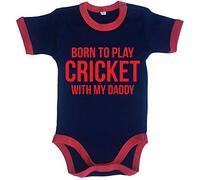 Edward Sinclair Baby-Body "Born to Play Cricket with My Daddy" - der für den Vatertag, marineblau / rot, 3-6 Months