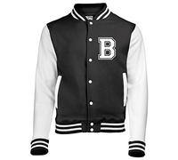 Edward Sinclair Personalisierbare Varsity-Jacke für Kinder mit Namen auf der Rückseite und Initialen auf der Vorderseite. Gr. 9 - 11 Jahre, schwarz