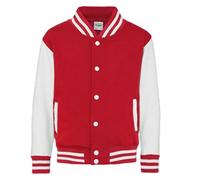 Edward Sinclair Unisex American Style Letterman Varsity/College/Bomber/Baseball | einfarbige Jacke, Rote und weiße Ärmel, L-XL