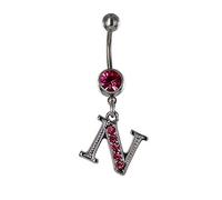 eeddoo Bauchnabel-Piercing Banane Buchstaben Kristalle Silber Edelstahl N