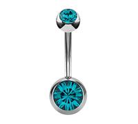 eeddoo Bauchnabel-Piercing Banane Doppelkristall Silber Edelstahl Dunkelblau 10 mm