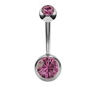 eeddoo Bauchnabel-Piercing Banane Doppelkristall Silber Edelstahl Schwarz 6 mm