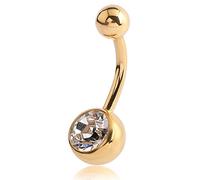 eeddoo Bauchnabel-Piercing Banane Kristall Gold Edelstahl Regenbogen 12 mm
