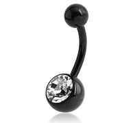 eeddoo Bauchnabel-Piercing Banane Kristall Schwarz Titan Regenbogen 12 mm
