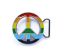 eeddoo® Gürtelschnalle - Peace - Friedenszeichen - Regenbogen - Rainbow Buckle (Buckle für Wechselgürtel für Damen und Herren | Belt Frauen Männer Oldschool Rockabilly Metall Gothic Wave Rock Biker)