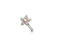eeddoo Nasen-Piercing Nasenstecker Blume Silber Edelstahl Kristallklar