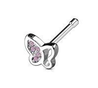 eeddoo Nasen-Piercing Nasenstecker Schmetterling Silber Edelstahl Rosa