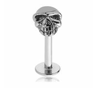 eeddoo Piercing Labret Totenkopf Silber Edelstahl