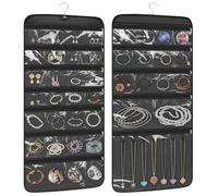 EEEKit Hängende Schmuckaufbewahrung, Schmuck Aufbewahrung Hängend mit Reißverschlusstaschen, Doppelseitiger Schmuckschrank für Reisen