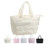 EEJBYTDI Puffer Reisetasche, gesteppte Puffer-Tragetasche für Damen, groß, leicht, bauschig, Tragetasche mit Fächern, beige, One Size