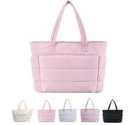 EEJBYTDI Puffer Reisetasche, gesteppte Puffer-Tragetasche für Damen, große Größe, leicht, bauschig, Tragetasche mit Fächern, rose, One Size