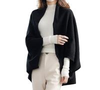 EEJBYTDI Schal aus Kaschmirimitat, warm, Doppelzweck, für Damen, Winter, Kunstwolle, weich, leicht, mit Ärmeln (Einheitsgröße, schwarz)