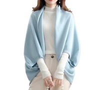 EEJBYTDI Schal aus Kaschmirimitat, warm, Doppelzweck, für Damen, Winter, Kunstwolle, weich, leicht, mit Ärmeln (Einheitsgröße, Hellblau)