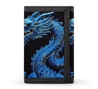 Eekstdbn Blauer chinesischer Drache, dreifach gefaltete Brieftasche, Kartenetuis und Geldbeutel, dünn, stilvolle Mini-Münztasche mit Reißverschluss, Münzfach, Kredit für Männer und Frauen
