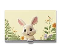 Eekstdbn Cute Bunny Visitenkartenetui für Damen oder Herren, mit Schnappverschluss, tragbar, Namenshalter, Kreditkartenetui für Geschäftstreffen