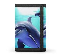 Eekstdbn Delphin Trifold Wallet, Kartenetuis und Geld Oganizer Dünne stilvolle Mini-Münztasche mit Reißverschluss Münzfach Kredit für Männer und Frauen