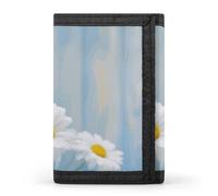 Eekstdbn Elegante Geldbörse mit Gänseblümchen, dreifach gefaltet, Kartenetuis und Geldbeutel, dünn, stilvolle Mini-Münztasche mit Reißverschluss, Münzfach, Kredit für Damen und Herren