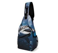 Eekstdbn Great White Shark Crossbody Bag Casual Chest Bag for Men And Women Minimalist Chest Shoulder Pack Travel Chest Bag for Daily Use