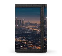 Eekstdbn Los Angeles Skyline Trifold Wallet, Kartenetuis und Geld Oganizer Dünne stilvolle Mini-Münztasche mit Reißverschluss Münzfach Kredit für Männer und Frauen