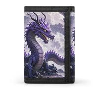 Eekstdbn Purple Dragon Purple Moon Trifold Wallet, Kartenetuis und Geld Oganizer Dünne stilvolle Mini-Münztasche mit Reißverschluss Münzfach Kredit für Männer und Frauen