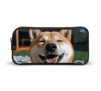 Eekstdbn Shiba Inu Federmäppchen mit lächelndem Zungenausschnitt, für Büro, Schreibwaren, Organizer, einfacher stabiler Reißverschluss, tragbar, für Büro, Reisen, Mehrzwecktasche