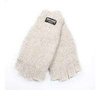 EEM Damen Halbfingerhandschuhe, weiche Wolle, Thinsulate Thermofutter, Halbfinger, grau melange S/M