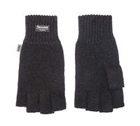 EEM Damen Halbfingerhandschuhe, weiche Wolle, Thinsulate Thermofutter, Halbfinger, schwarz L/XL