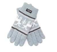 EEM Damen Strick Handschuhe X-Mas aus Baumwolle mit Thinsulate Thermofutter aus Polyester hellblau Hirsch L/XL