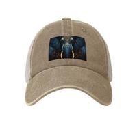 Eerie Elephant Cowboy-Netz-Baseballkappe, Polomütze, Trucker, Unisex-Stil, Kopfbedeckung, Snapback, verstellbar, für Herren und Damen, Schwarz, Natürlich, Einheitsgre