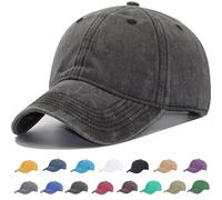 EEYON Vintage Washed Cotton Plain Baseball Caps Adjustable Unstructured Soft Blank Casual Dad Ball Hats for Men Women, schwarz, M/L