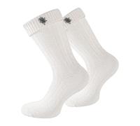 Effeet Kurze Trachtensocken für Herren & Damen, 1 Paar | 90,6% Baumwolle mit klassischem Zopfmuster, verstärkter Ferse und Spitze sowie abnehmbarem Edelweiß-Pin; fürs Oktoberfest