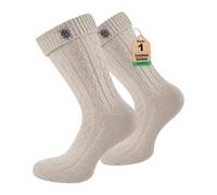 Effeet Kurze Trachtensocken für Herren & Damen, 1 Paar | 90,6% Baumwolle mit klassischem Zopfmuster, verstärkter Ferse und Spitze sowie abnehmbarem Edelweiß-Pin; fürs Oktoberfest