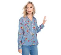 Effektvolle Streifenbluse aus fließender Viskose blau 40