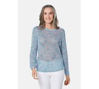 Effektvoller locker gestrickter Bändchengarnpullover blau 50