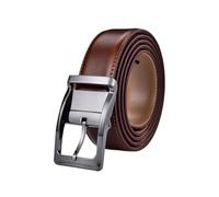 EFLAL 1 Stück 85-160cm doppelfarbiger Zwei-in-Eins-Wendegürtel aus echtem Leder für Herren mit mattschwarzer gedrehter Legierungsschnalle