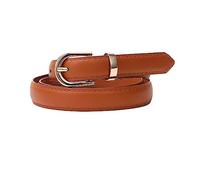 EFLAL 105-130cm, mehrfarbiger Damengürtel mit Dornschließe, dünner Ledergürtel mit D-förmiger Legierungsschnallendekoration, Hellbraun