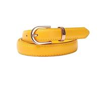 EFLAL 105-130cm, mehrfarbiger Damengürtel mit Dornschließe, dünner Ledergürtel mit D-förmiger Legierungsschnallendekoration, Gelb
