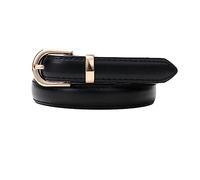 EFLAL 105-130cm, mehrfarbiger Damengürtel mit Dornschließe, dünner Ledergürtel mit D-förmiger Legierungsschnallendekoration, Schwarz