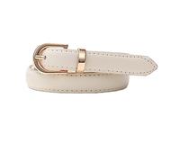 EFLAL 105-130cm, mehrfarbiger Damengürtel mit Dornschließe, dünner Ledergürtel mit D-förmiger Legierungsschnallendekoration, Beige