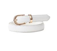 EFLAL 105-130cm, mehrfarbiger Damengürtel mit Dornschließe, dünner Ledergürtel mit D-förmiger Legierungsschnallendekoration, Weiss