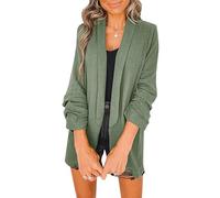 EFOFEI Damen Büroarbeits Blazer Jacke Schmal Geschnittener Langarm Blazer Leichte Bürojacke Einfarbiger Anzugkragen Hellgrün 4XL